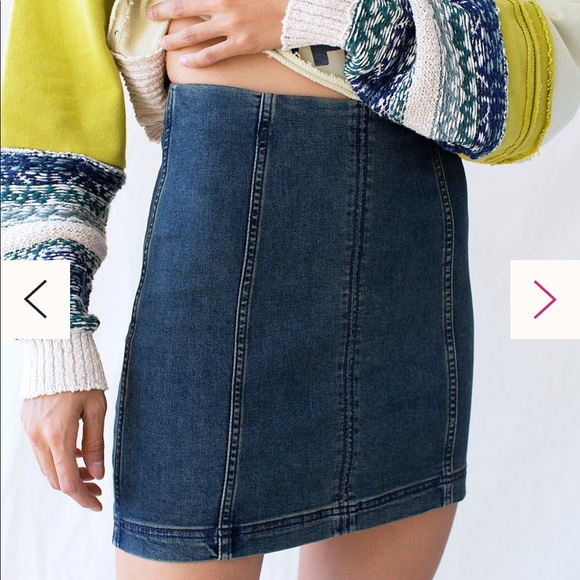 Free People Modern Femme Denim Mini Skirt in Garage Blue - Picture 2 of 16